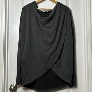 Athleta Charcoal Gray Heather Purana Wrap Sweatshirt Athleisure Lounge Style